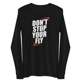 Don't Stop Your Fly Unisex Long Sleeve Tee W/White Letters-Black-XS-Tiffy Rocks Apparel