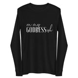 On My Goddess-ish Unisex Long Sleeve Tee W/ White Letters-Black-XS-Tiffy Rocks Apparel