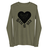 Gangsta Heart Unisex Long Sleeve Tee-Military Green-XS-Tiffy Rocks Apparel