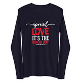 Spread Love Unisex Long Sleeve Tee W/White & Red Letters-Navy-XS-Tiffy Rocks Apparel