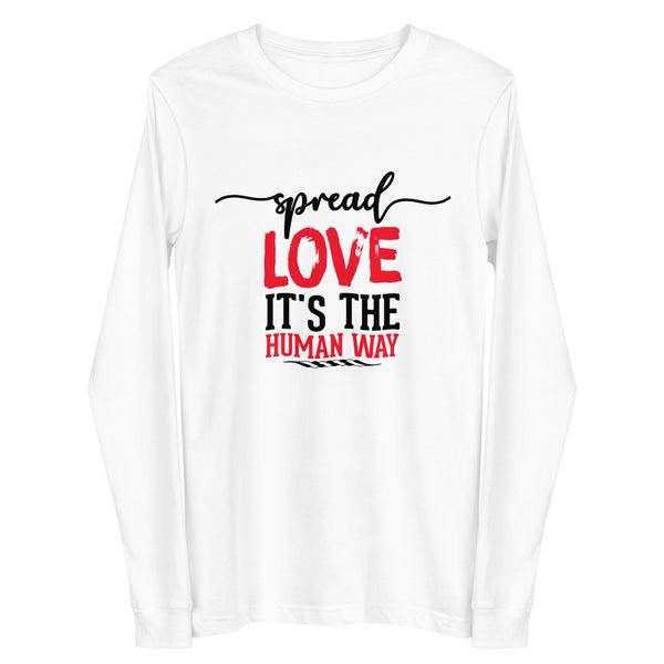 Spread Love Unisex Long Sleeve Tee W/Black & Red Letters-White-XS-Tiffy Rocks Apparel