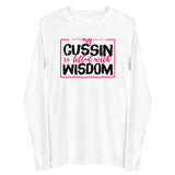 Cussin Wisdom Unisex Long Sleeve Tee-White-S-Tiffy Rocks Apparel