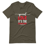 Spread Love Unisex T-Shirt W/White & Red Letters-Army-S-Tiffy Rocks Apparel