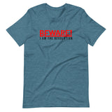 Beware I Am The Revolution T-Shirt W/Red & Black Letters-Heather Deep Teal-S-Tiffy Rocks Apparel