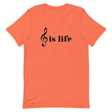 Music is Life Unisex T-Shirt-Heather Orange-S-Tiffy Rocks Apparel