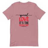 Spread Love Unisex T-Shirt W/Black & Red Letters-Heather Orchid-S-Tiffy Rocks Apparel