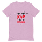 Spread Love Unisex T-Shirt W/Black & Red Letters-Heather Prism Lilac-S-Tiffy Rocks Apparel