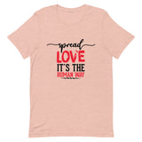 Spread Love Unisex T-Shirt W/Black & Red Letters-Heather Prism Peach-S-Tiffy Rocks Apparel