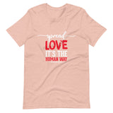 Spread Love Unisex T-Shirt W/White & Red Letters-Heather Prism Peach-S-Tiffy Rocks Apparel