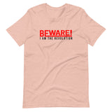 Beware I Am The Revolution T-Shirt W/Red & Black Letters-Heather Prism Peach-S-Tiffy Rocks Apparel