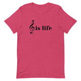 Music is Life Unisex T-Shirt-Heather Raspberry-S-Tiffy Rocks Apparel