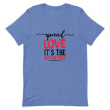 Spread Love Unisex T-Shirt W/Black & Red Letters-Heather True Royal-S-Tiffy Rocks Apparel