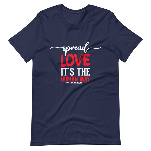 Spread Love Unisex T-Shirt W/White & Red Letters-Navy-S-Tiffy Rocks Apparel