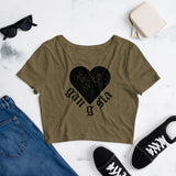 Gangsta Heart Women’s Crop Tee-Heather Olive-XS/SM-Tiffy Rocks Apparel