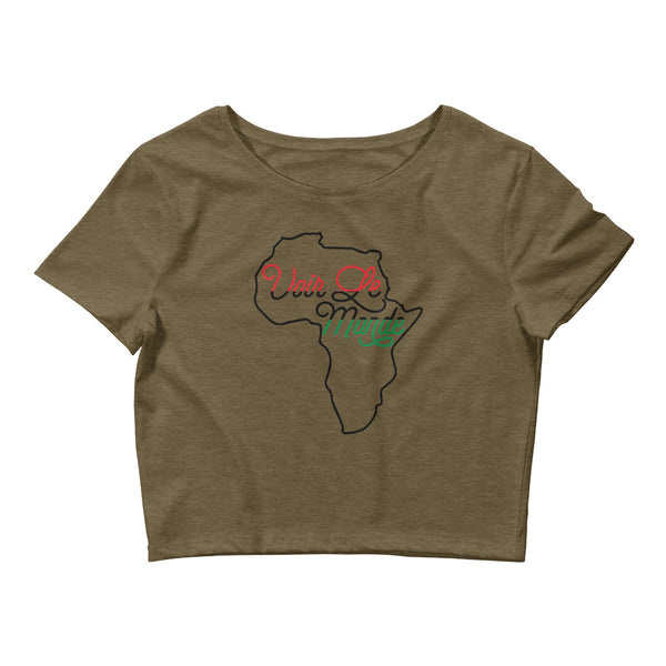 See The World Women’s Crop Tee-Heather Olive-XS/SM-Tiffy Rocks Apparel