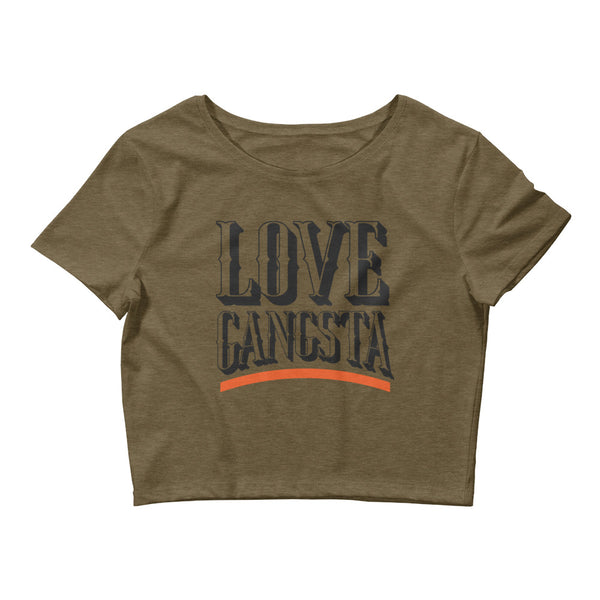 Love Gangsta Women’s Crop Tee-Heather Olive-XS/SM-Tiffy Rocks Apparel