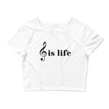 Music is Life Women’s Crop Tee-White-XS/SM-Tiffy Rocks Apparel