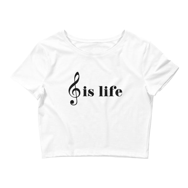 Music is Life Women’s Crop Tee-White-XS/SM-Tiffy Rocks Apparel