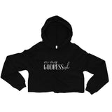 On My Goddess-ish Crop Hoodie W/White Letters-Black-S-Tiffy Rocks Apparel