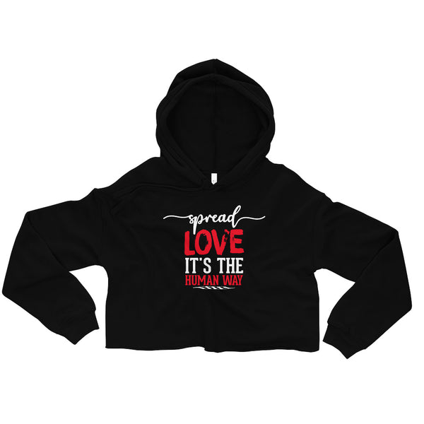 Spread Love Crop Hoodie W/White & Red Letters-Black-S-Tiffy Rocks Apparel