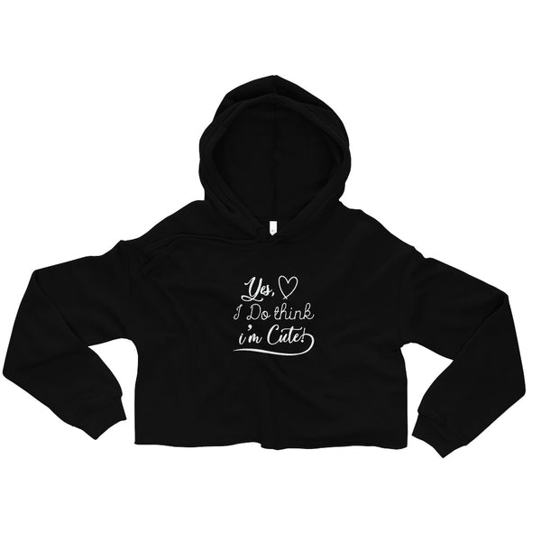 Think I'm Cute Crop Hoodie-Black-S-Tiffy Rocks Apparel