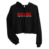 Beware I Am The Revolution Crop Hoodie W/Red & White Letters-Black-S-Tiffy Rocks Apparel