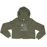 Think I'm Cute Crop Hoodie-Military Green-S-Tiffy Rocks Apparel