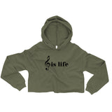 Music is Life Crop Hoodie-Military Green-S-Tiffy Rocks Apparel