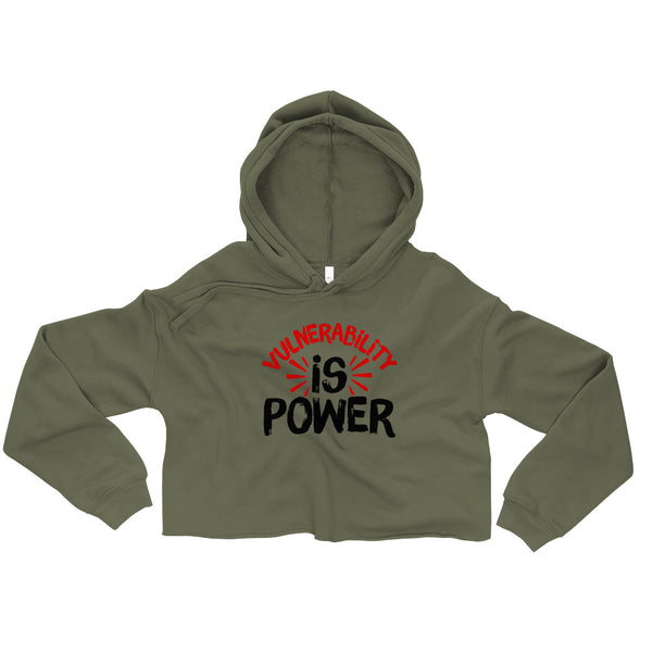 Vulnerability is Power Crop Hoodie-Military Green-S-Tiffy Rocks Apparel