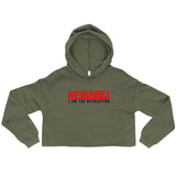 Beware I Am The Revolution Crop Hoodie W/Red & Black Letters-Military Green-S-Tiffy Rocks Apparel