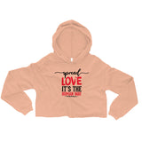 Spread Love Crop Hoodie W/Black and Red Letters-Peach-S-Tiffy Rocks Apparel