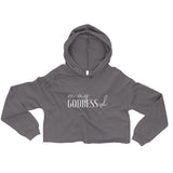 On My Goddess-ish Crop Hoodie W/White Letters-Storm-S-Tiffy Rocks Apparel