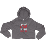 Spread Love Crop Hoodie W/White & Red Letters-Storm-S-Tiffy Rocks Apparel