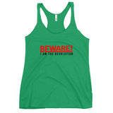 Beware I Am The Revolution Women's Racerback Tank W/Red & Black Letters-Envy-S-Tiffy Rocks Apparel