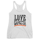 Love Gangsta Women's Racerback Tank-Heather White-S-Tiffy Rocks Apparel