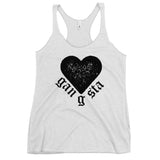 Gangsta Heart Women's Racerback Tank-Heather White-S-Tiffy Rocks Apparel