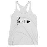 Music is Life Women's Racerback Tank-Heather White-S-Tiffy Rocks Apparel