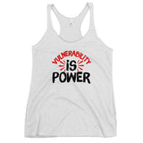 Vulnerability is Power Women's Racerback Tank-Heather White-S-Tiffy Rocks Apparel