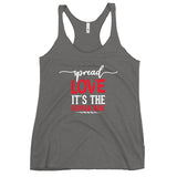 Spread Love Women's Racerback Tank W/White and Red Letters-Premium Heather-S-Tiffy Rocks Apparel