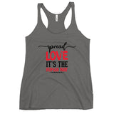 Spread Love Women's Racerback Tank W/Black & Red Letters-Premium Heather-S-Tiffy Rocks Apparel