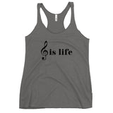 Music is Life Women's Racerback Tank-Premium Heather-S-Tiffy Rocks Apparel