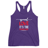 Spread Love Women's Racerback Tank W/White and Red Letters-Purple Rush-S-Tiffy Rocks Apparel