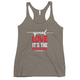 Spread Love Women's Racerback Tank W/White and Red Letters--Tiffy Rocks Apparel