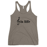 Music is Life Women's Racerback Tank-Venetian Grey-S-Tiffy Rocks Apparel