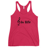 Music is Life Women's Racerback Tank-Vintage Shocking Pink-S-Tiffy Rocks Apparel