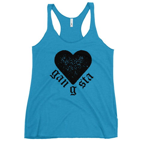 Gangsta Heart Women's Racerback Tank-Vintage Turquoise-S-Tiffy Rocks Apparel